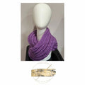 Purple hand-knit infinity scarf