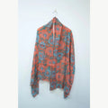 Coral & Teal Patterned Scarf – Lightweight Viscose Wrap