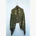 Brown & Black Patterned Tassel Scarf – Lightweight Viscose Wrap